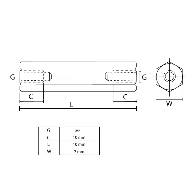 Distanzer Ž/Ž mesingani M4x10mm slika 2