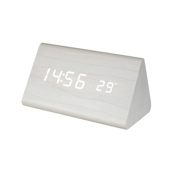 Drveni LED budilnik sa termometrom slika 1