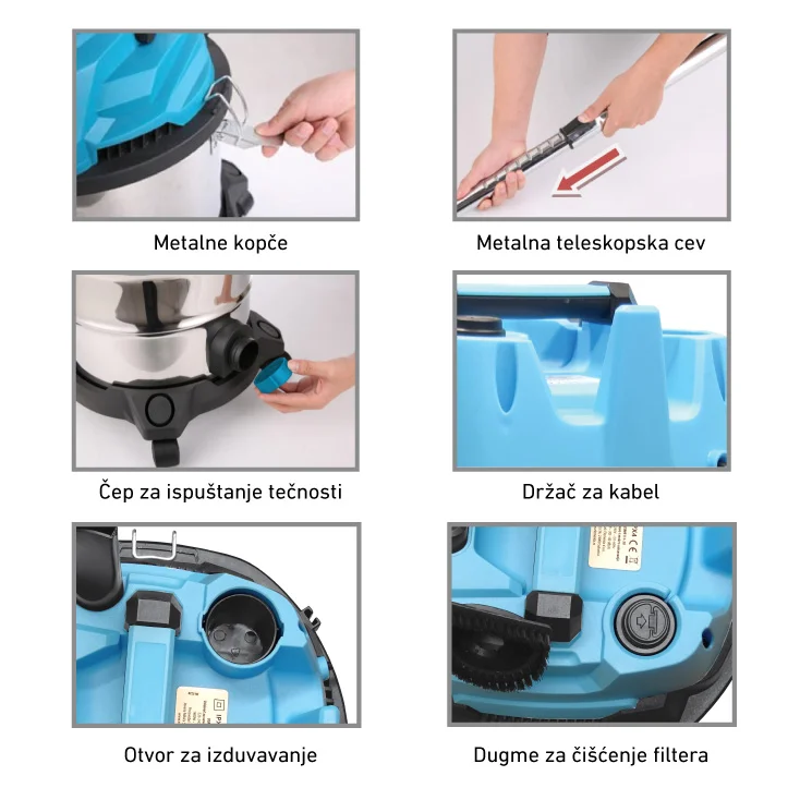 Usisivač za suvo i mokro usisavanje 30l 1400W slika 3