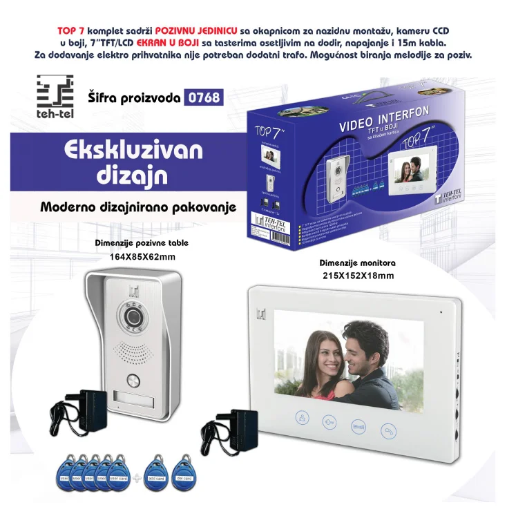 Kolor video interfon, RFID čitač slika 2