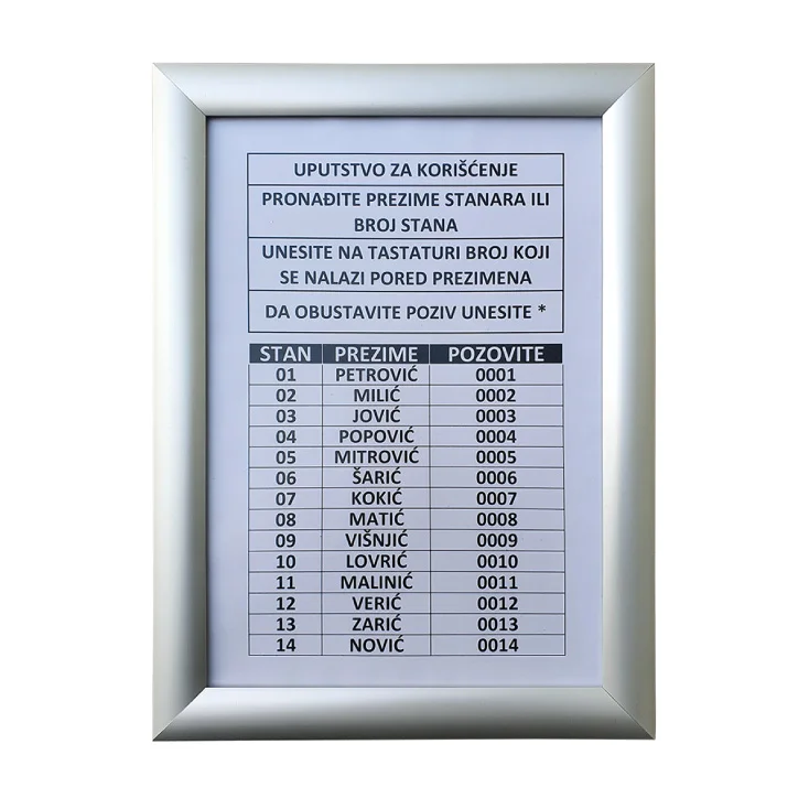 Ram za spisak stanara slika 1