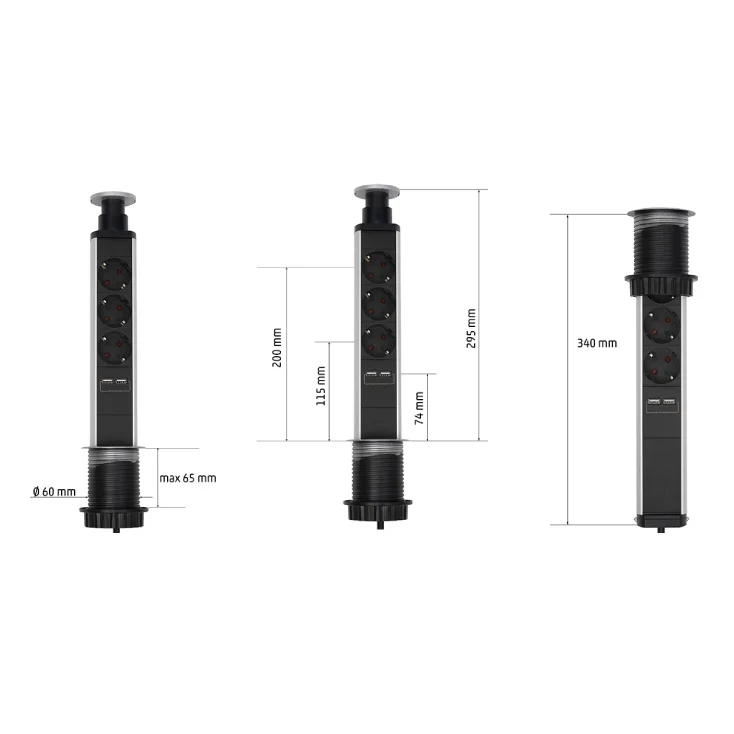 Ugradni "pop-up" razdelnik sa USB punjačem slika 4