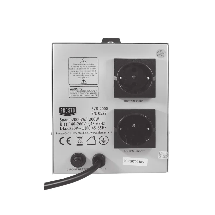 PROSTO stabilizator napona 2000VA 1200W slika 2