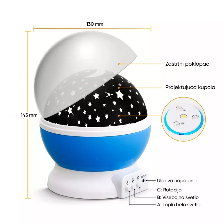 Noćna lampa zvezdano nebo slika 2