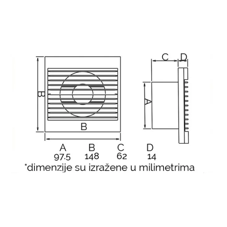 Izduvni ventilator 100mm slika 2