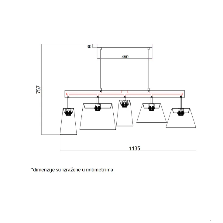 Luster 5xE27 slika 2