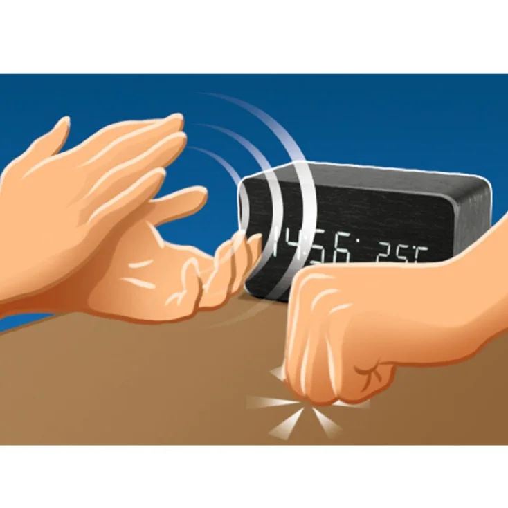 Drveni LED budilnik sa termometrom slika 2