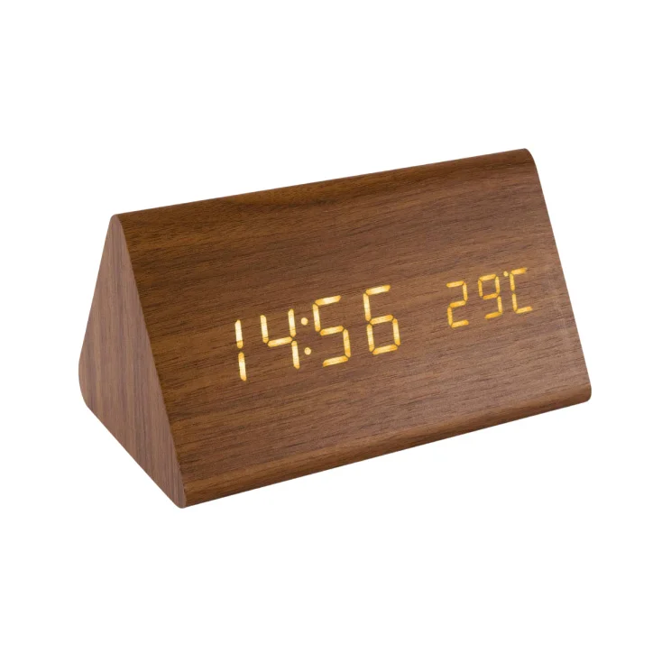 Drveni LED budilnik sa termometrom slika 1