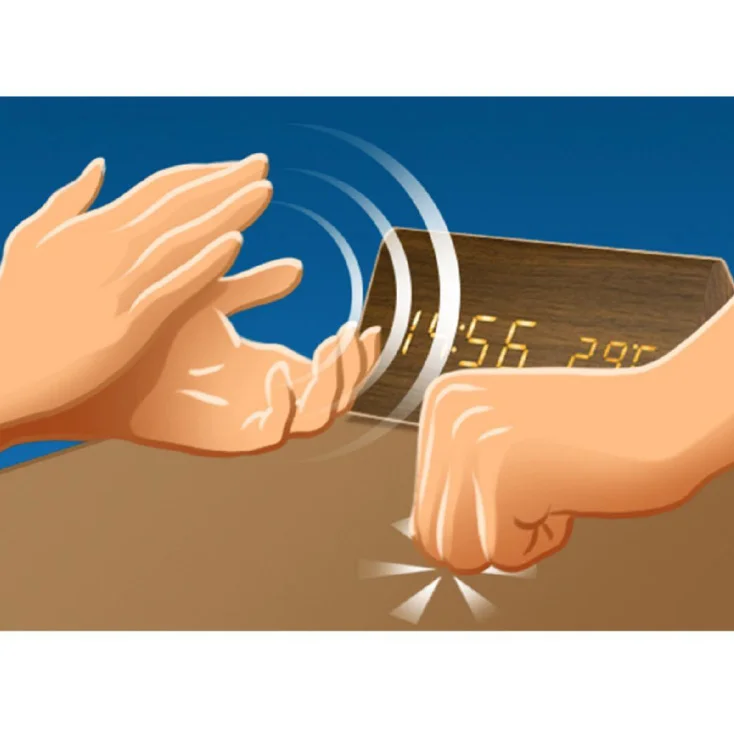 Drveni LED budilnik sa termometrom slika 2