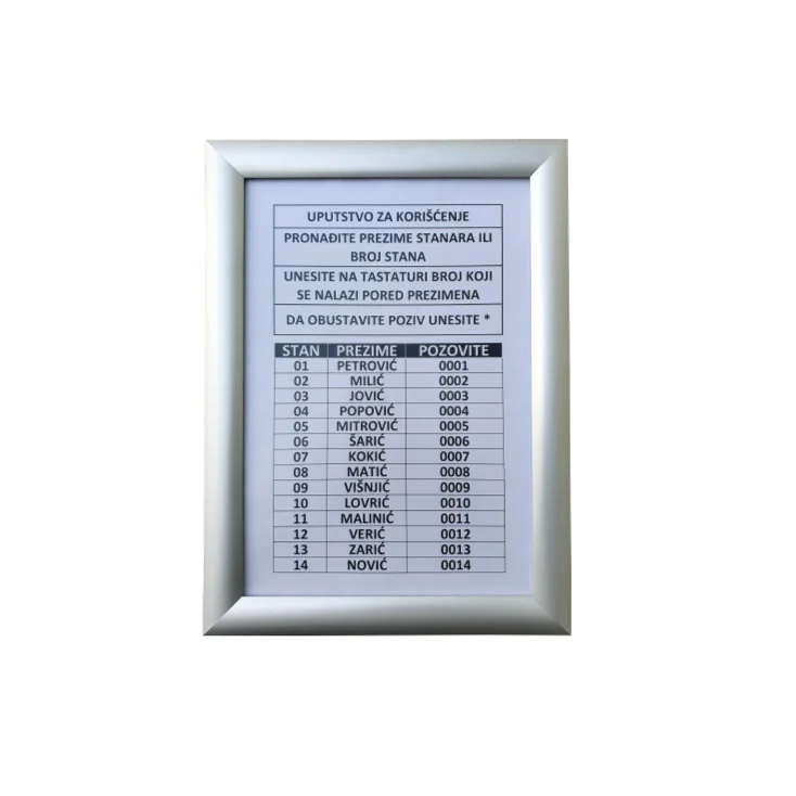 Ram za spisak stanara slika 1